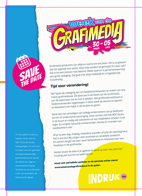 flyer met snijtekens en afloop